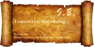 Ivanovits Barakony névjegykártya